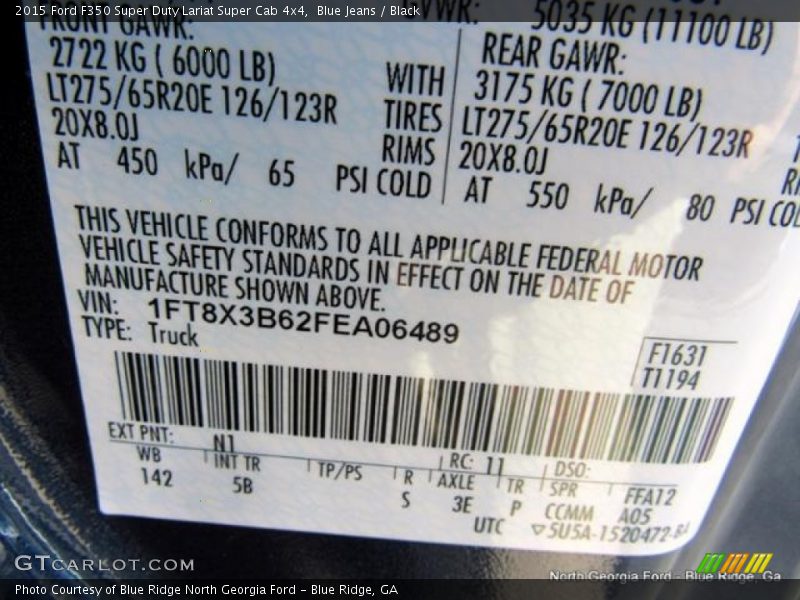 Blue Jeans / Black 2015 Ford F350 Super Duty Lariat Super Cab 4x4