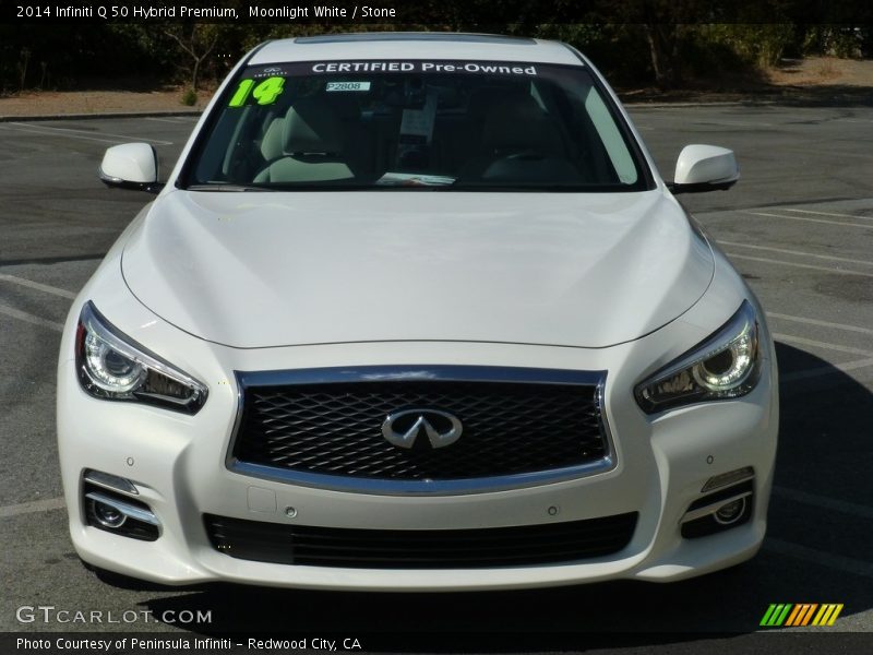 Moonlight White / Stone 2014 Infiniti Q 50 Hybrid Premium