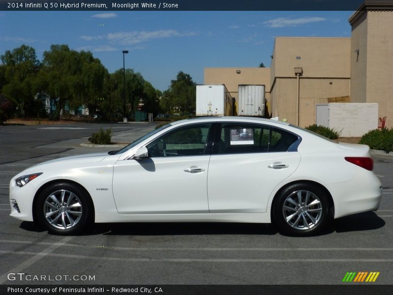 Moonlight White / Stone 2014 Infiniti Q 50 Hybrid Premium