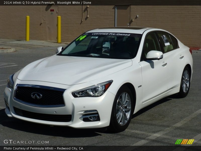 Moonlight White / Stone 2014 Infiniti Q 50 Hybrid Premium