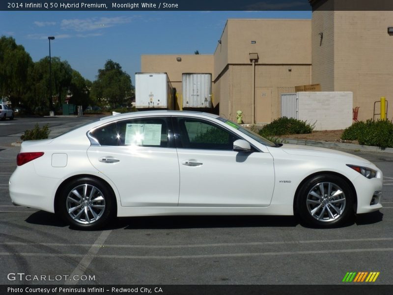 Moonlight White / Stone 2014 Infiniti Q 50 Hybrid Premium