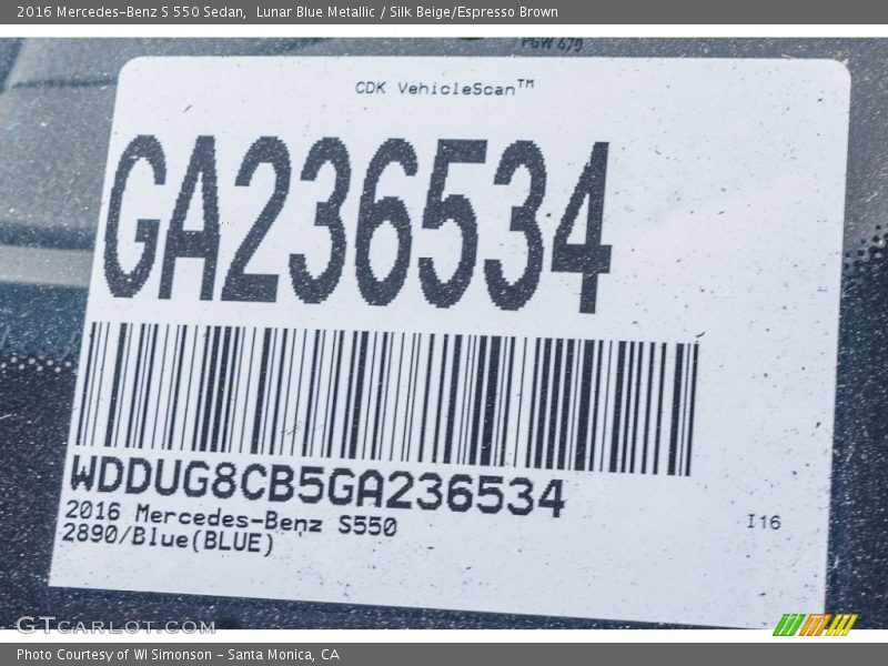 Lunar Blue Metallic / Silk Beige/Espresso Brown 2016 Mercedes-Benz S 550 Sedan
