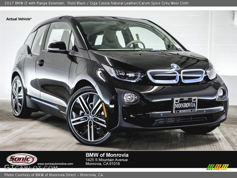 Fluid Black / Giga Cassia Natural Leather/Carum Spice Grey Wool Cloth 2017 BMW i3 with Range Extender