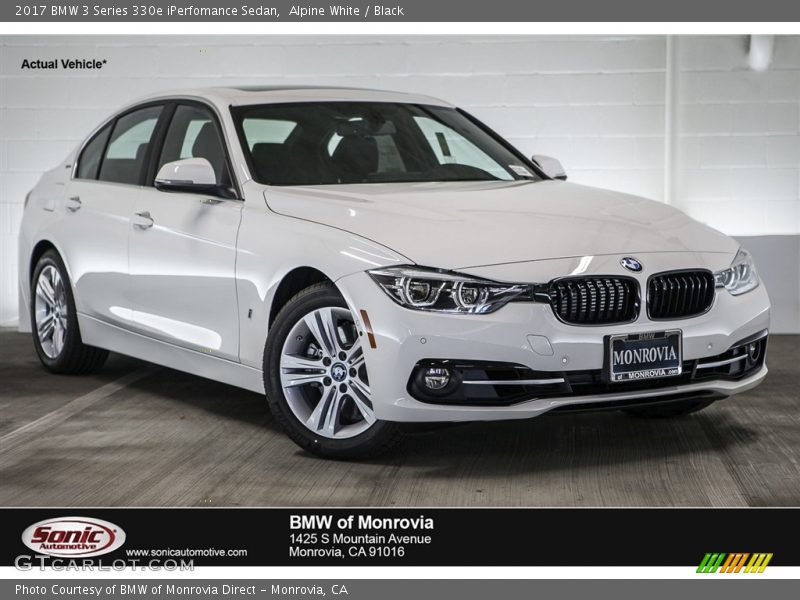 Alpine White / Black 2017 BMW 3 Series 330e iPerfomance Sedan