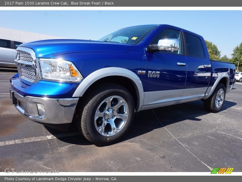 Blue Streak Pearl / Black 2017 Ram 1500 Laramie Crew Cab