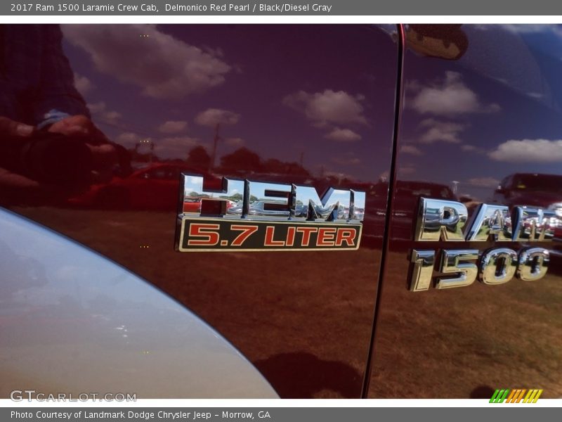 Delmonico Red Pearl / Black/Diesel Gray 2017 Ram 1500 Laramie Crew Cab