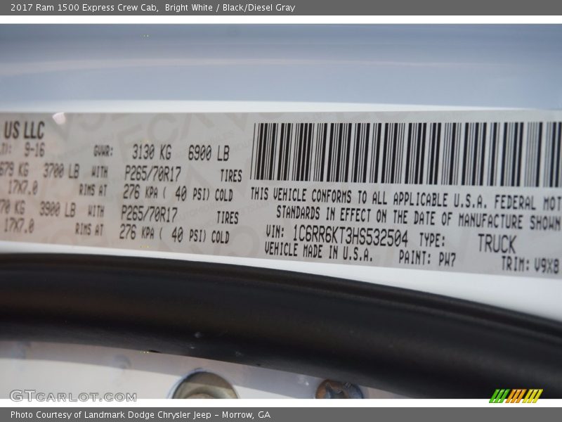 2017 1500 Express Crew Cab Bright White Color Code PW7