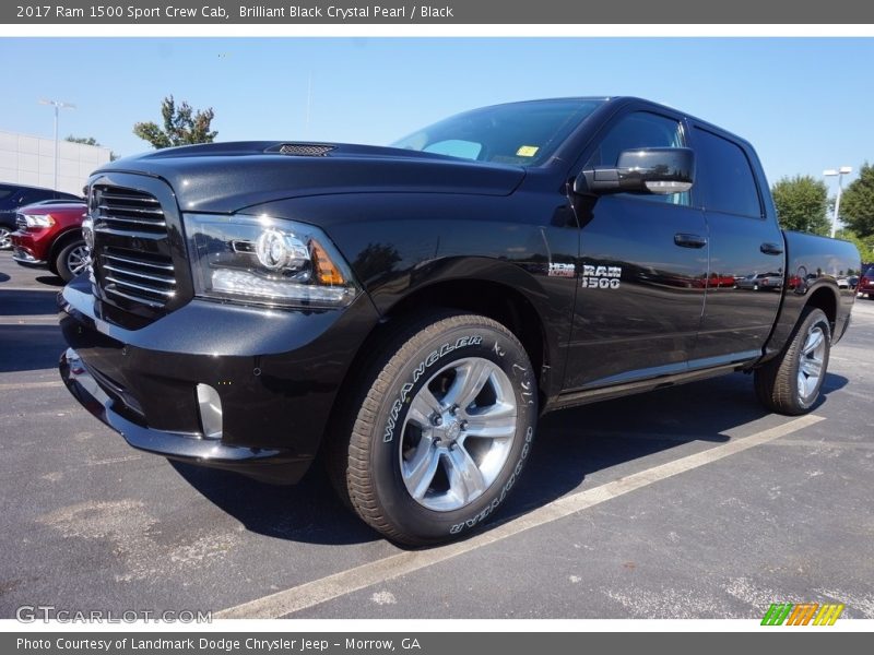 Brilliant Black Crystal Pearl / Black 2017 Ram 1500 Sport Crew Cab