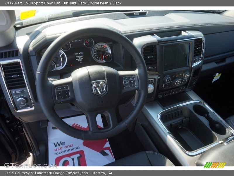 Brilliant Black Crystal Pearl / Black 2017 Ram 1500 Sport Crew Cab
