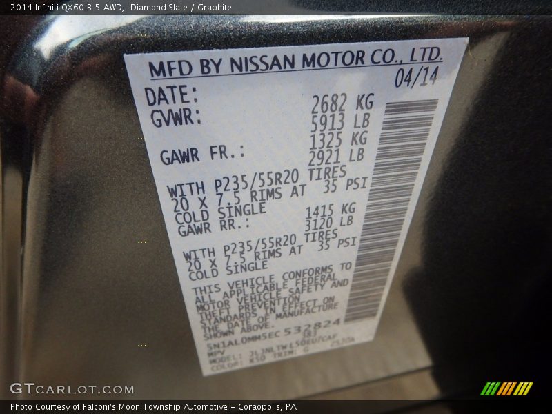 Diamond Slate / Graphite 2014 Infiniti QX60 3.5 AWD