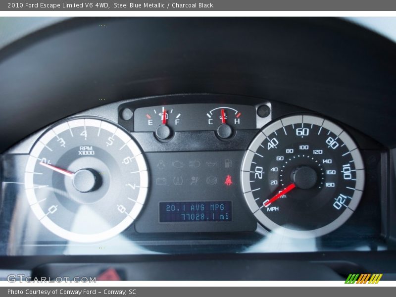 Steel Blue Metallic / Charcoal Black 2010 Ford Escape Limited V6 4WD