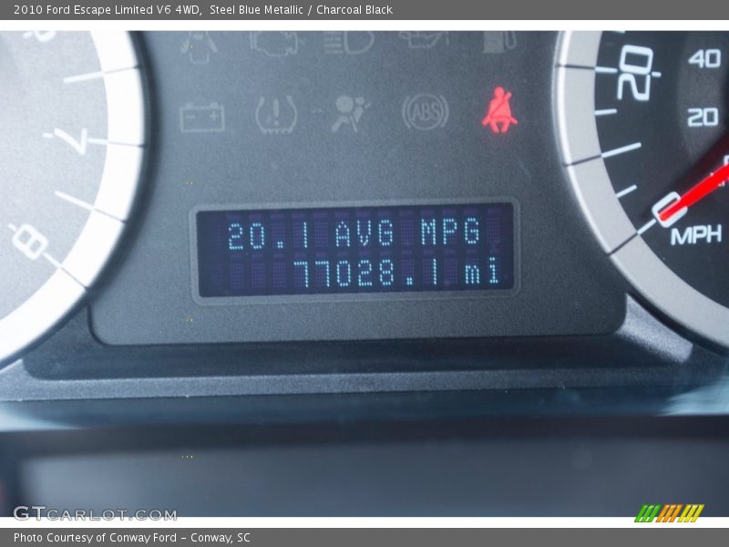 Steel Blue Metallic / Charcoal Black 2010 Ford Escape Limited V6 4WD