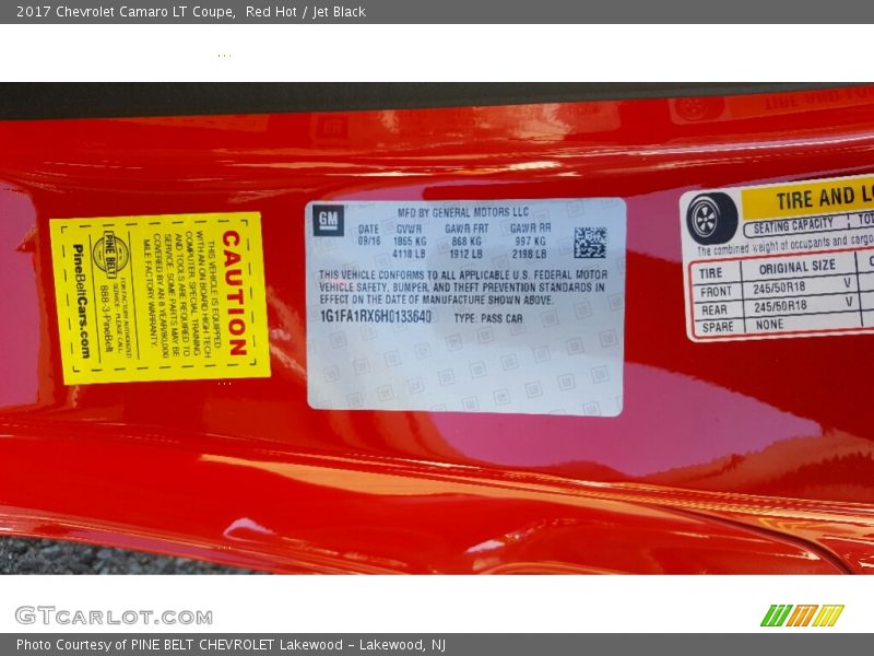Red Hot / Jet Black 2017 Chevrolet Camaro LT Coupe