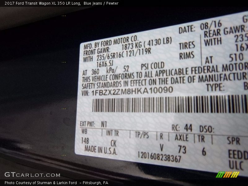 2017 Transit Wagon XL 350 LR Long Blue Jeans Color Code N1