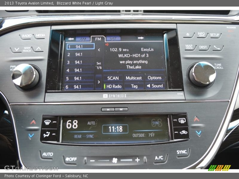 Blizzard White Pearl / Light Gray 2013 Toyota Avalon Limited