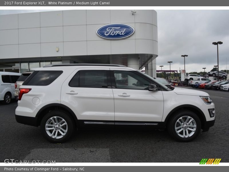 White Platinum / Medium Light Camel 2017 Ford Explorer XLT