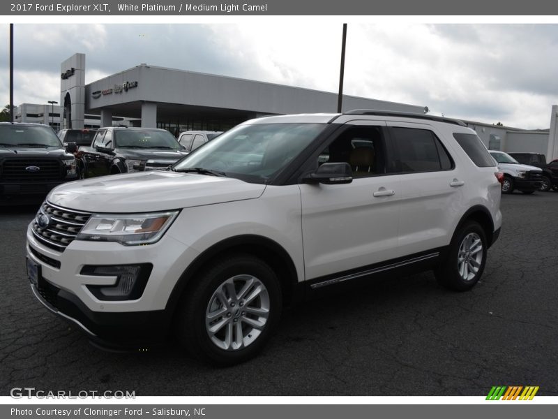 White Platinum / Medium Light Camel 2017 Ford Explorer XLT