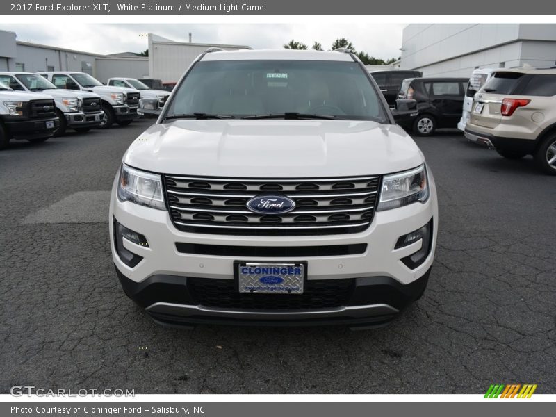 White Platinum / Medium Light Camel 2017 Ford Explorer XLT