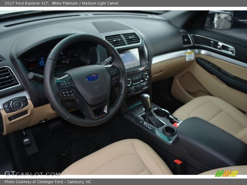 White Platinum / Medium Light Camel 2017 Ford Explorer XLT