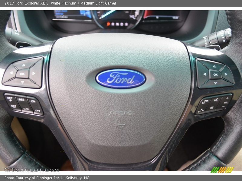 White Platinum / Medium Light Camel 2017 Ford Explorer XLT