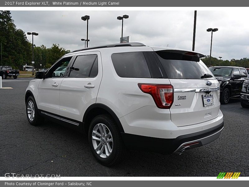 White Platinum / Medium Light Camel 2017 Ford Explorer XLT