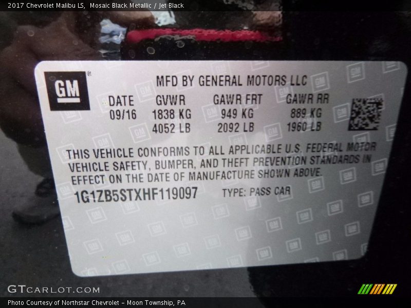 Mosaic Black Metallic / Jet Black 2017 Chevrolet Malibu LS