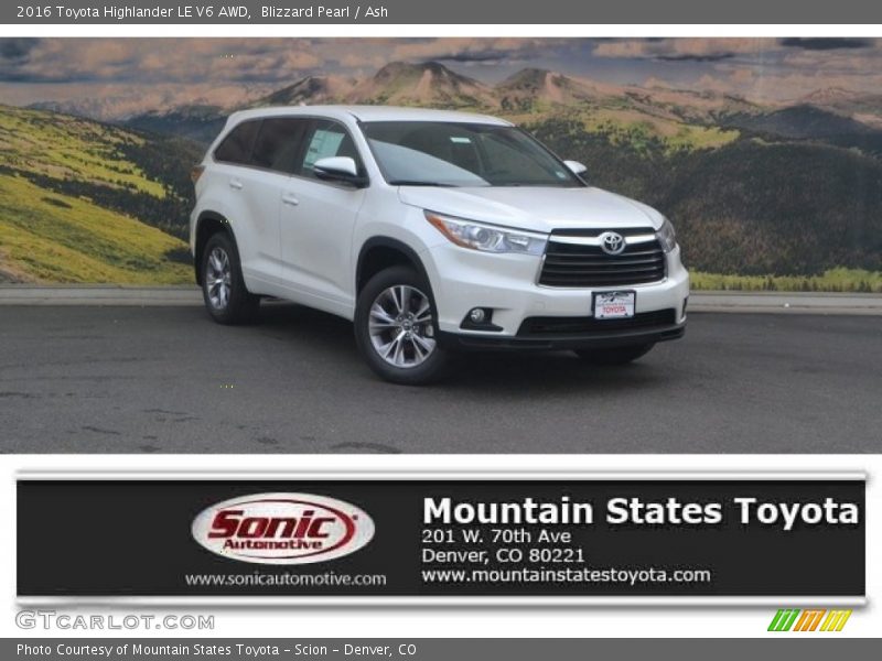 Blizzard Pearl / Ash 2016 Toyota Highlander LE V6 AWD