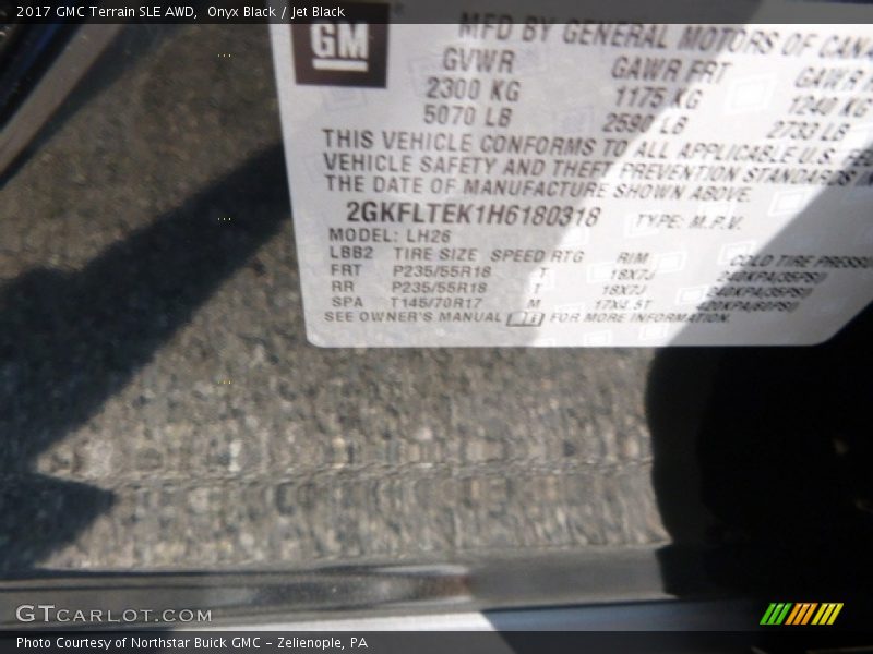 Onyx Black / Jet Black 2017 GMC Terrain SLE AWD