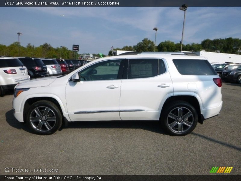 White Frost Tricoat / Cocoa/Shale 2017 GMC Acadia Denali AWD