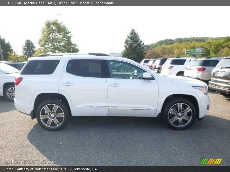White Frost Tricoat / Cocoa/Shale 2017 GMC Acadia Denali AWD