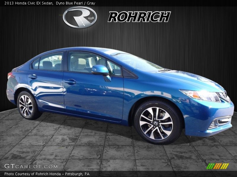 Dyno Blue Pearl / Gray 2013 Honda Civic EX Sedan