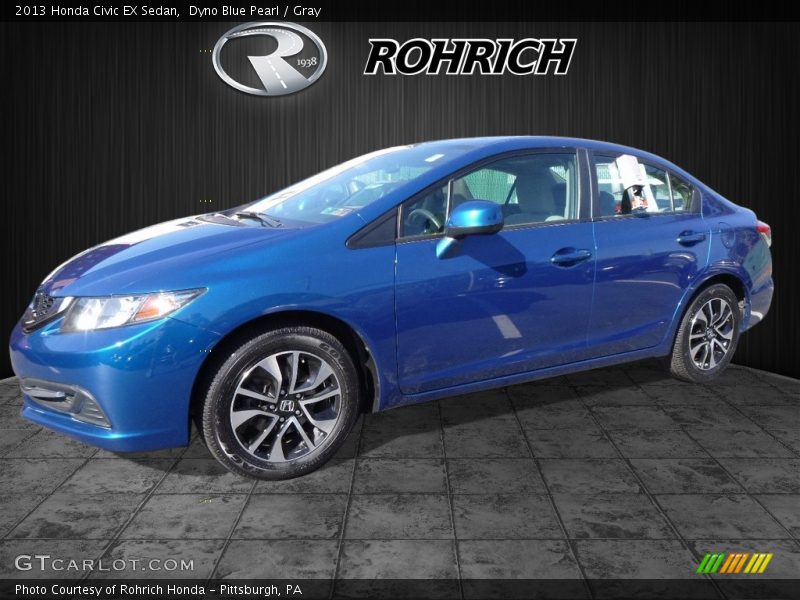 Dyno Blue Pearl / Gray 2013 Honda Civic EX Sedan