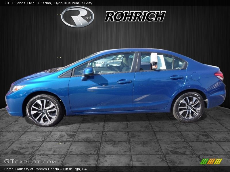 Dyno Blue Pearl / Gray 2013 Honda Civic EX Sedan