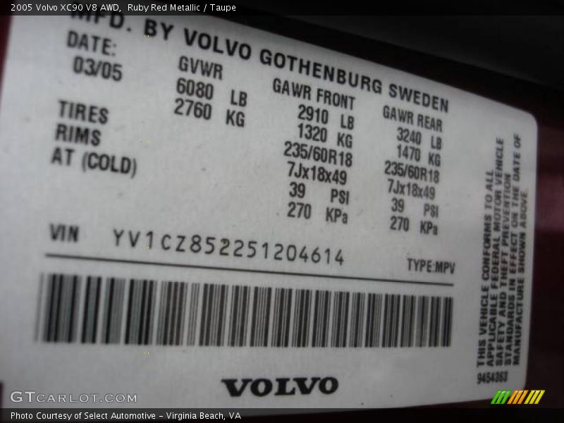 Ruby Red Metallic / Taupe 2005 Volvo XC90 V8 AWD