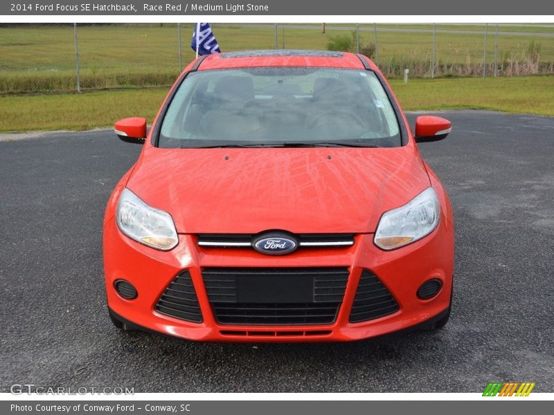 Race Red / Medium Light Stone 2014 Ford Focus SE Hatchback