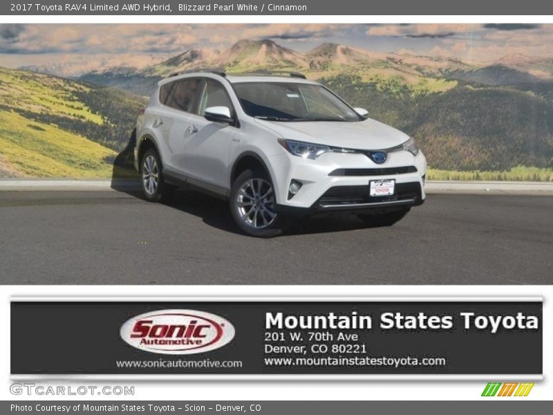 Blizzard Pearl White / Cinnamon 2017 Toyota RAV4 Limited AWD Hybrid