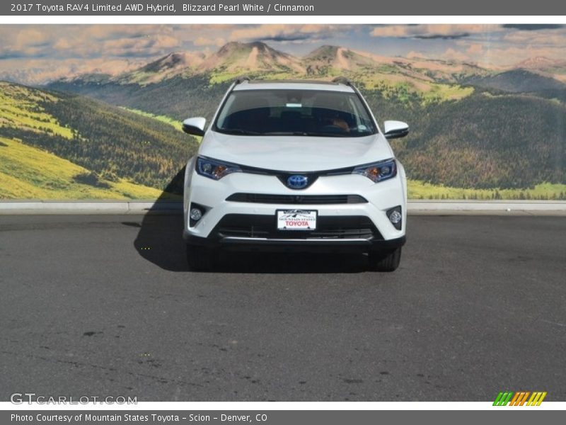 Blizzard Pearl White / Cinnamon 2017 Toyota RAV4 Limited AWD Hybrid