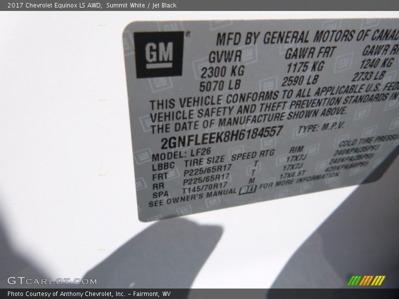 Summit White / Jet Black 2017 Chevrolet Equinox LS AWD