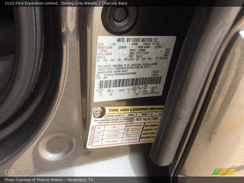 Sterling Grey Metallic / Charcoal Black 2010 Ford Expedition Limited