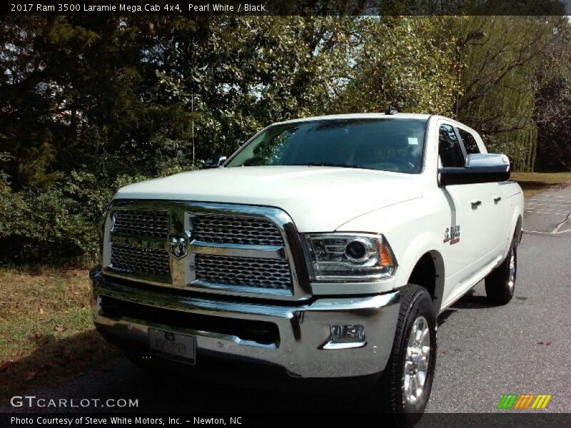 Pearl White / Black 2017 Ram 3500 Laramie Mega Cab 4x4