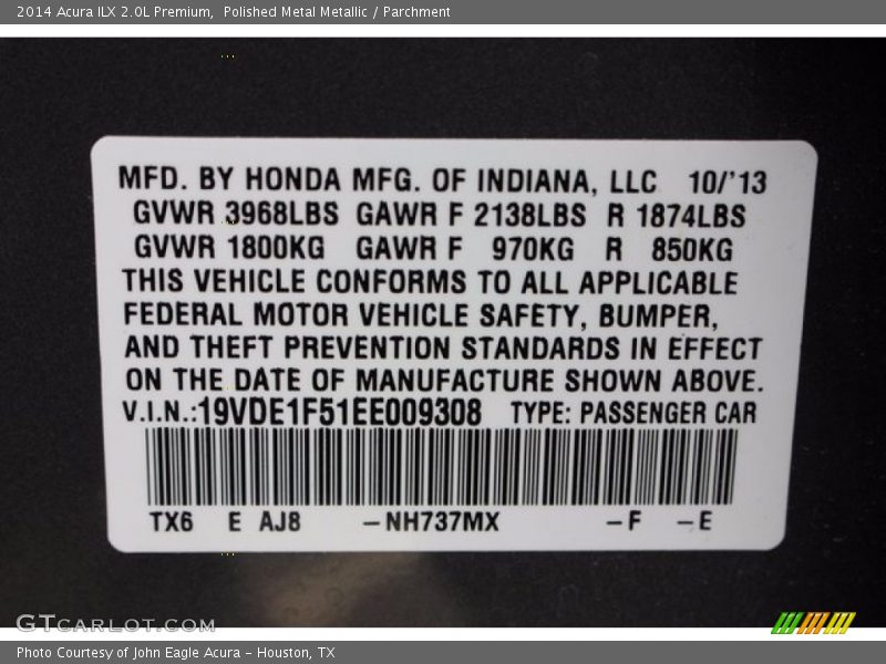 Polished Metal Metallic / Parchment 2014 Acura ILX 2.0L Premium