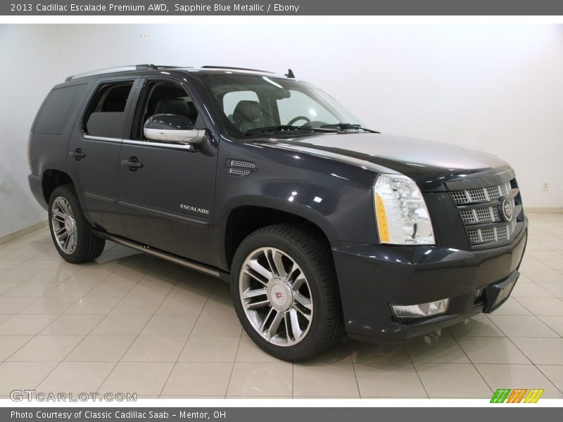Sapphire Blue Metallic / Ebony 2013 Cadillac Escalade Premium AWD