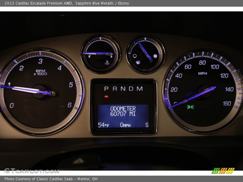 Sapphire Blue Metallic / Ebony 2013 Cadillac Escalade Premium AWD