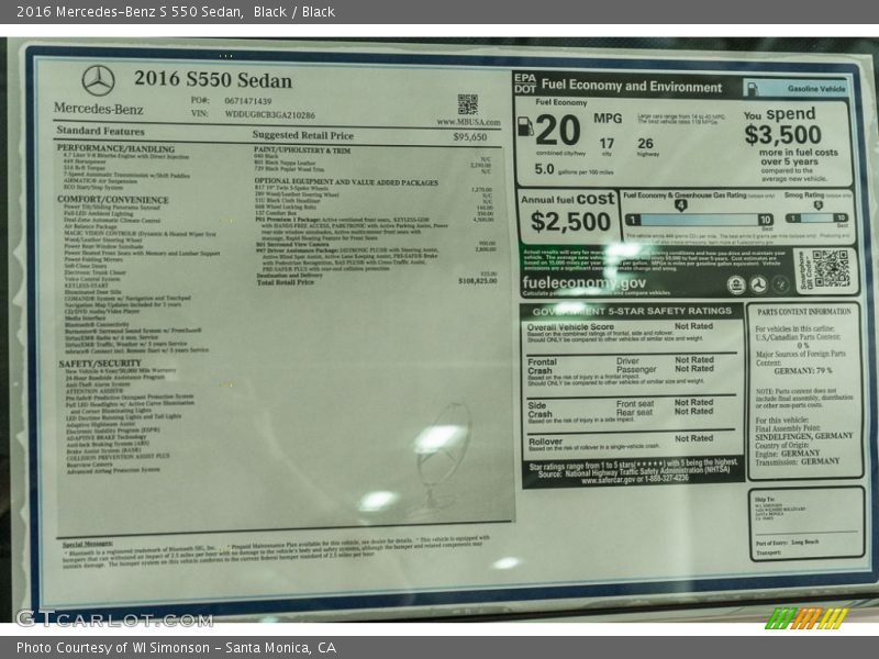 Black / Black 2016 Mercedes-Benz S 550 Sedan