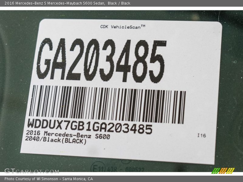 Black / Black 2016 Mercedes-Benz S Mercedes-Maybach S600 Sedan