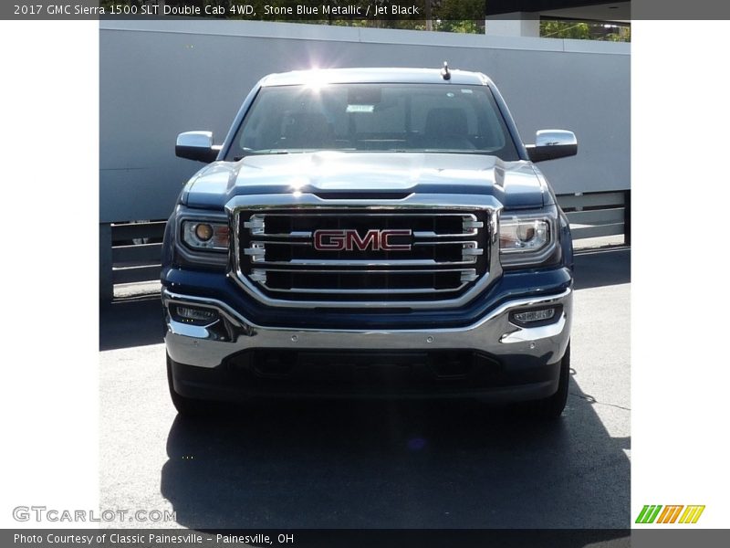Stone Blue Metallic / Jet Black 2017 GMC Sierra 1500 SLT Double Cab 4WD