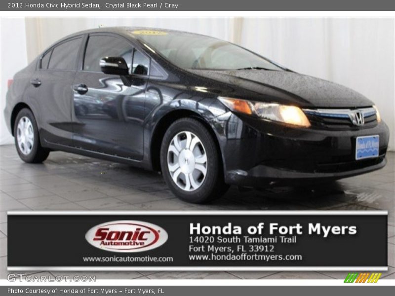 Crystal Black Pearl / Gray 2012 Honda Civic Hybrid Sedan