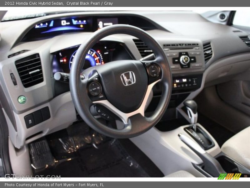 Crystal Black Pearl / Gray 2012 Honda Civic Hybrid Sedan