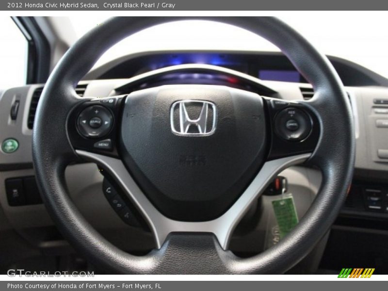 Crystal Black Pearl / Gray 2012 Honda Civic Hybrid Sedan