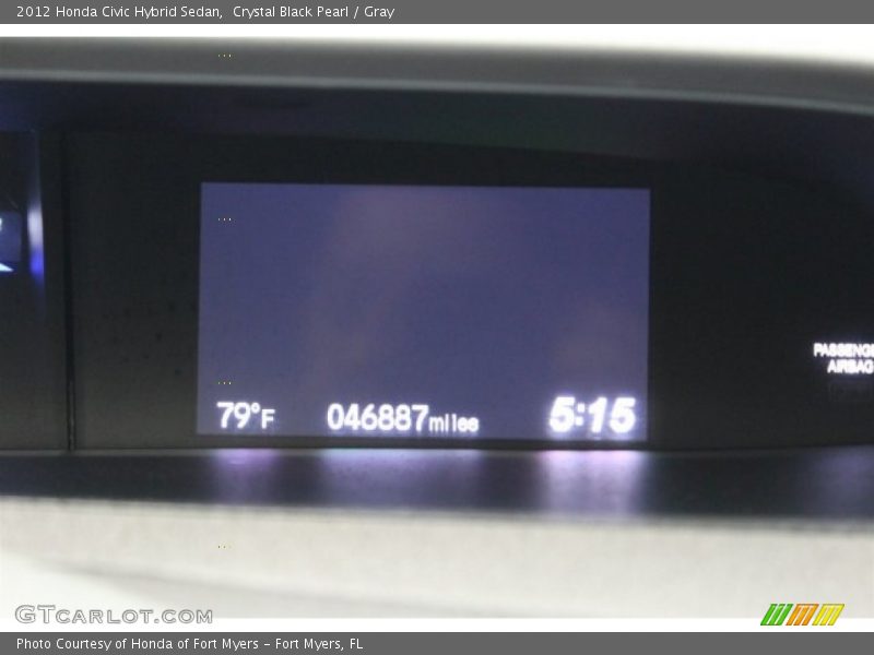 Crystal Black Pearl / Gray 2012 Honda Civic Hybrid Sedan